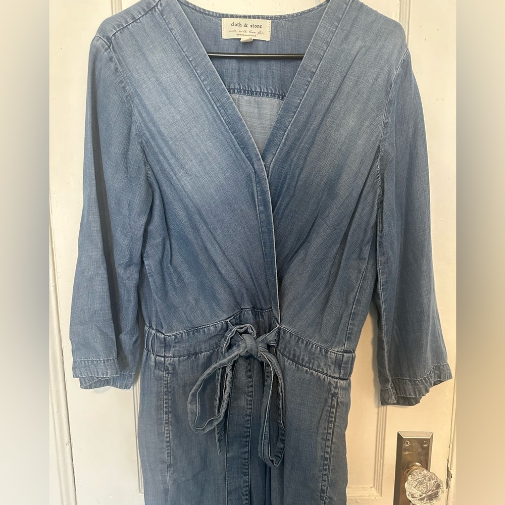 Cloth & Stone denim tie waist jumpsuit